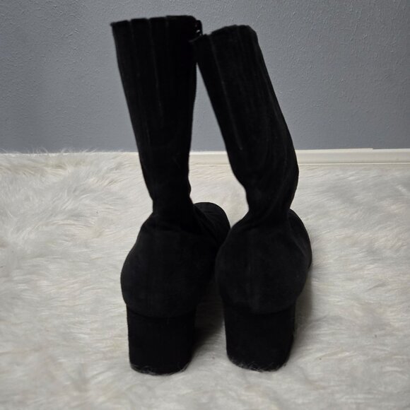 Enzo Angiolini Black Suede Ankle Boots, Block Heel, Rounded Toe, 9.5 - Picture 3 of 8